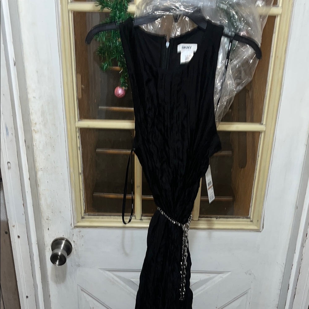 NWT DKNY Black  Dress with Chain Detail